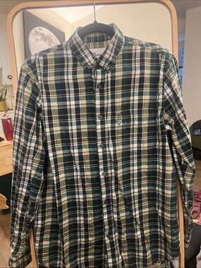 Penfield Green and Cream Plaid Button-Down Shirt